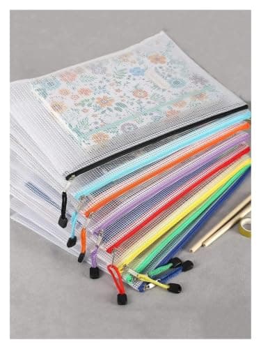 Plastic Document File Folders A4 Zipper Bags 10 Pack Multi-Color Plastic File Organizer for Travel Office Home — view 4