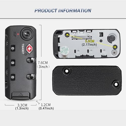 YUEHUA TSA Approved 3 Digit Combination Lock, Black Luggage Code Lock, Travel Zipper Lock — view 2