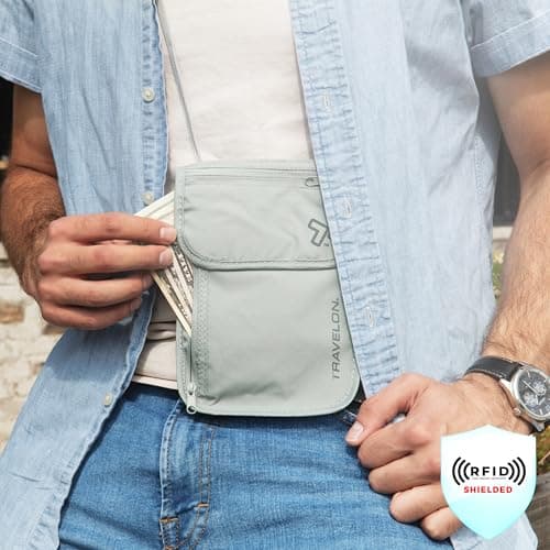 Travelon RFID Blocking Undergarment Neck Pouch, Gray — view 3
