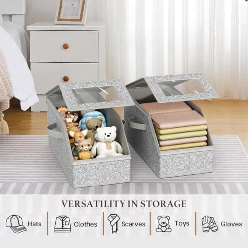 Vbvbip 2-Pack Hat Storage Boxes, Foldable Organizer Box for Baseball Caps — view 6
