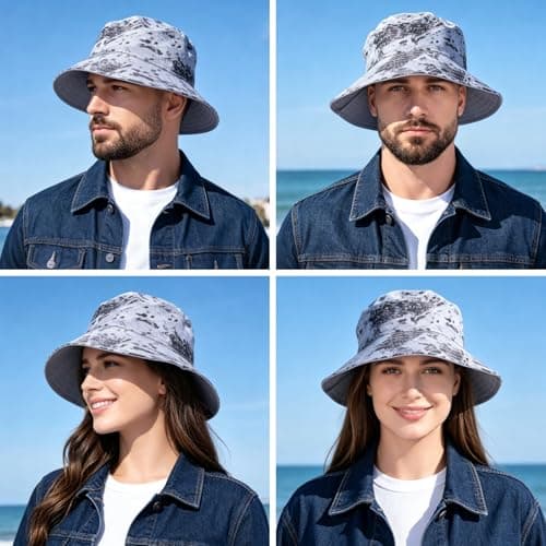 Reversible Camo Bucket Hat for Men & Women, Cotton Blend Packable Sun Hat — view 6