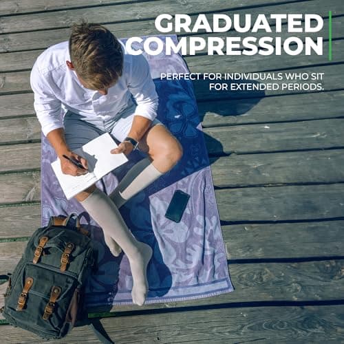 Graduated Compression Socks, Medical Socks, For Men and Women, 60% Organic Cotton (Black, M (38-40)) — view 6
