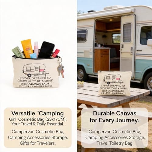 Wasise Campervan Gifts for Women - 4PCS Camper Van Gifts Set with arrings, Cosmetic Bag, Keychain and Vans Socks, Camper Van Accessories, Camping Lovers Gift for Women Man, Valentine's Day Gift — view 5