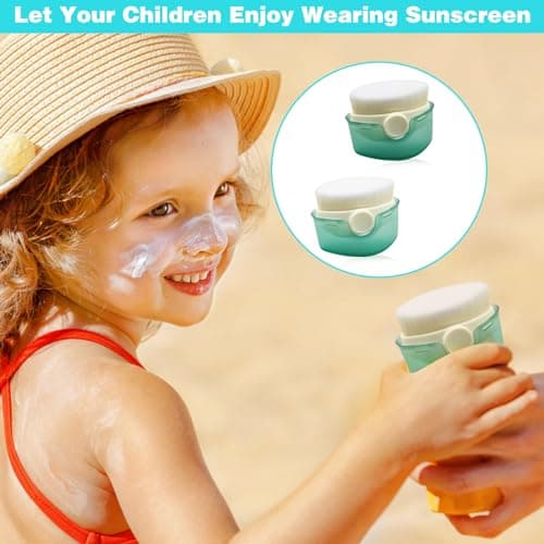 2Pcs Sunscreen Brush and Lotion Applicator for Kids With Protective Caps - Sun Cream Brush for Outdoor Travel (Green) — view 3