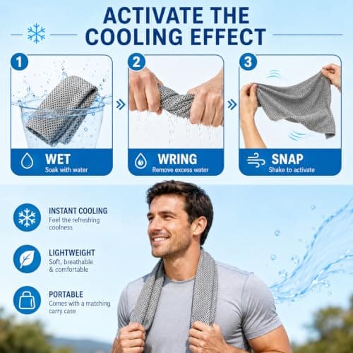 Cooling Towels 100x30cm, with Silicone Case and Carabiner for Hot Weather — view 2