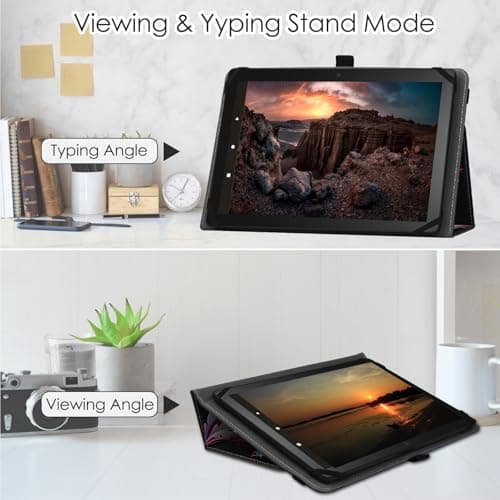 HGWALP Universal Case for 9"-11" inch Tablet, Folio Protective Case Cover with Stand Function and HandStrap,Suitable for 9",9.7",10", 10.1", 10.5", 11.1" Tablet-Purple Butteryfly — view 6