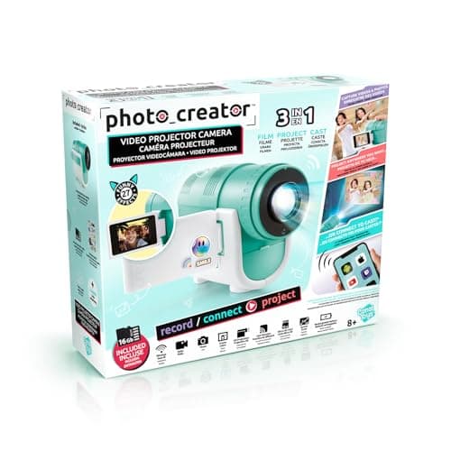 Photo Creator Camera Projector | Kids HD Video & 48MP Photo Camera with WiFi Casting from Smartphone, 2.4" Screen & Projector up to 90" | Fun Gift for Kids & Families | 4GB SD Card & Stickers
