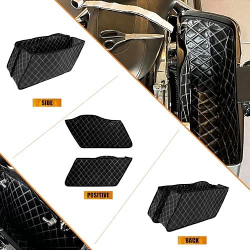 HCmotorku Motorcycle Drop-in Saddlebag Carpet Liners Fits for Harley Touring Models Road King Road Glide Road King Electra Street Ultra Glide Classic 1993-2013 White Thread — view 3