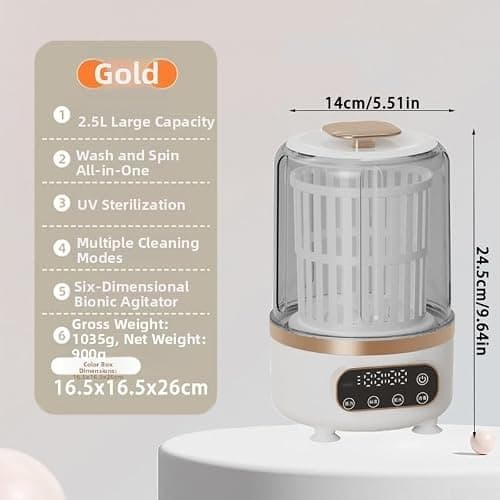 Compact Travel Washing Machine 2.5L for Socks(Rose Gold) — view 2