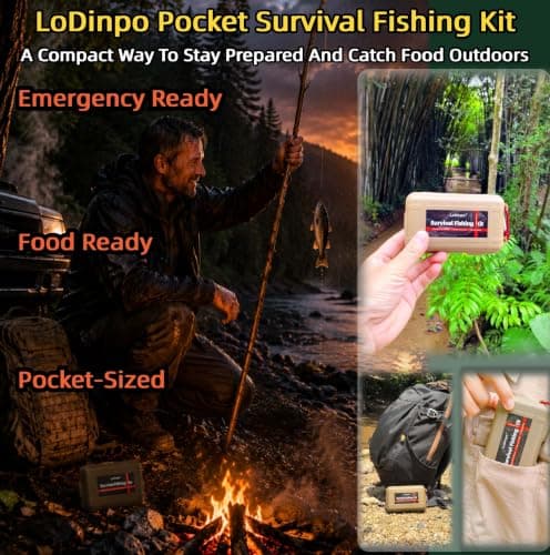 Mini Survival Fishing Kit Small Emergency Fishing TackleBox Pocket Outdoor Fishing Set Travel Party Fishing shoebox Surf Survivalist Fishing Accessories Pack Fishing Gear Gifts for Starter Men Teens — view 2