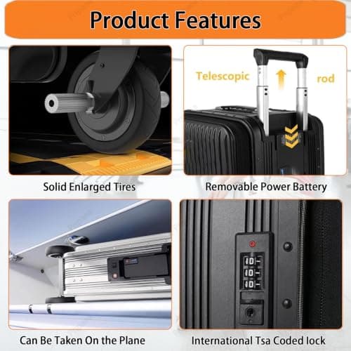 Pnpaea Rideable Suitcase,Electric Rideable Suitcase,Smart Electric Suitcase with USB Charging and TSA Lock,20L Carry-On Luggage,with Telescopic Handle,forBusiness Gifts Silver-Stripes — view 3