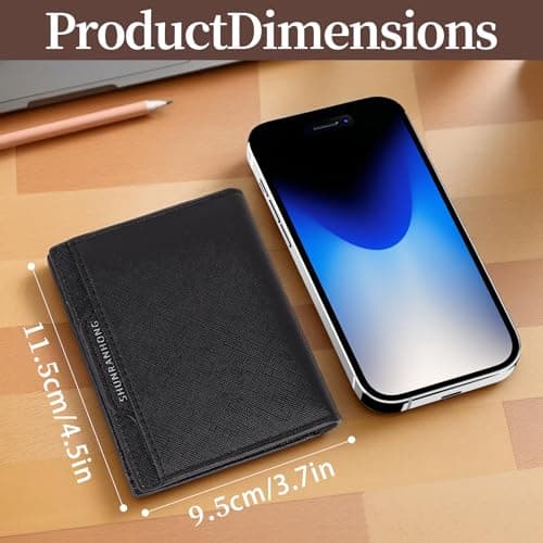 Men's Wallet, RFID Blocking Cross-Grain Leather Wallet with ID Window Card Holder, Business Travel Men's Wallet, Gift Wallet, Scratch-Resistant Synthetic Leather Wallet, Lightweight Daily Carry Walle — view 3