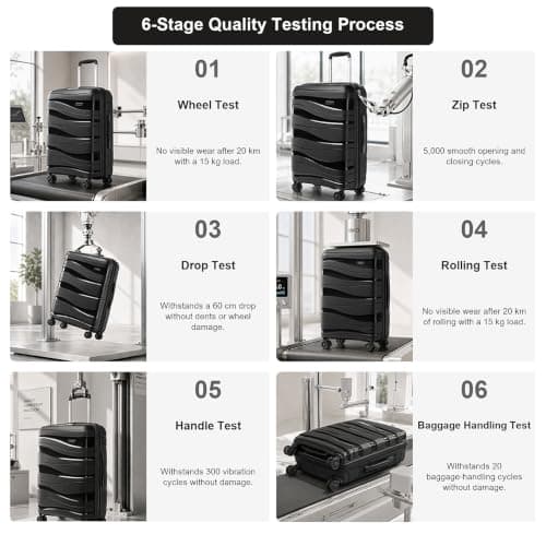 Kono Suitcase Set of 2, Lightweight Cabin Luggage with Travel Case — view 3