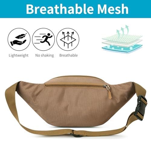 GERIINEER Bumbags Waist Fanny Pack for Women Ladies Men Waterproof Unisex Bum Bag for Dog Walking Running Traveling Cycling Hiking Outdoor Sport (Khaki) — view 4