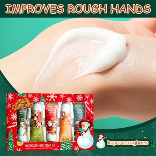 Wenrny Christmas Hand Cream Gift Set,5 Pcs/Set Moisturizing Hand Cream Gift Set for Women,Travel Size Hand Lotions for Dry Cracked Hands,Moisturizing Hand Care Cream,5 Different Plant Scents (B, B) — view 3