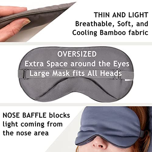 100% Bamboo Viscose Sleep Eye Mask - Dark Gray - Superior to Cotton - Light Blocking Travel Blindfold for Men & Women - Ultra-Soft & Comfortable with Adjustable Strap for Restful Sleep - by JoMo — view 3