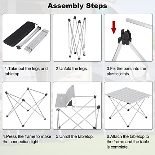WOLTU Camping Table Picnic Table Silver Lightweight Folding Outdoor Garden Balcony Market Kitchen Work Table Travel Table with Bag — view 5