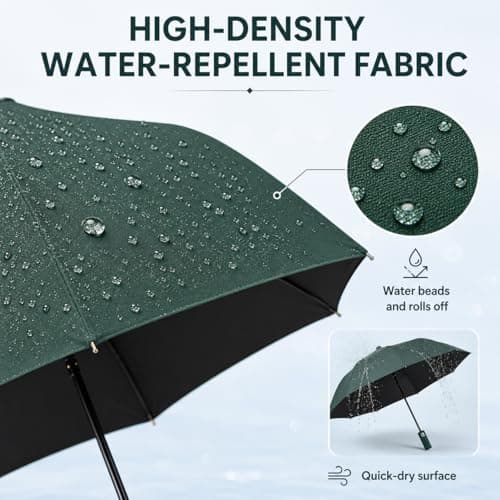 Exquisgoods 24K Sturdy Frame Windproof Umbrella Compact Automatic Travel Umbrella for Women & Men (Green) — view 5