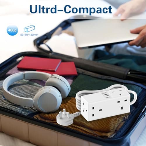 AMOI Extension Lead With USB Slots, USB Extension Cable,Tower Extension Lead, 5 Way Plug Adapter with USB,1.5m extension lead surge protected extension lead with 4 USB Ports (5V/3.4A) — view 6