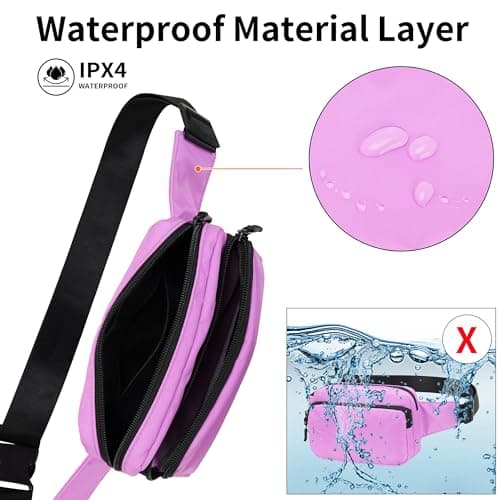 IHIGOGOFA Bumbags Waist Fanny Pack Fashion Bum Bag with 30cm Extended Belt for Dog Walking Climbing Hiking Travel Cycling Girls Ladies Men Women (Light Purple) — view 6