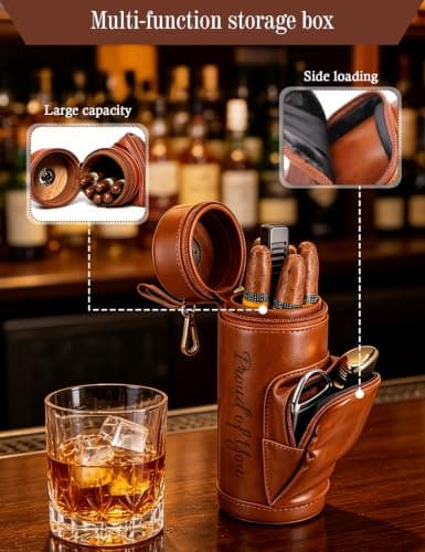 Personalised Leather Travel Humidor Case with Name Storage Holder — view 4