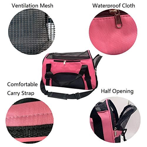 TIYOLAT Pet Carrier Bag, Airline Approved Duffle Bags, Pet Travel Portable Bag Home for Little Dogs, Cats and Puppies, Small Animals (S, Pink) — view 4