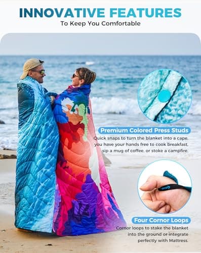 KingCamp Camping Blanket, Lightweight Warm Multifunctional, Seawave — view 4