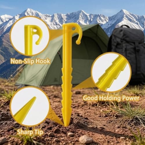 Plastic Tent Pegs 24Pcs, Heavy Duty Camping Pegs for Awning — view 4