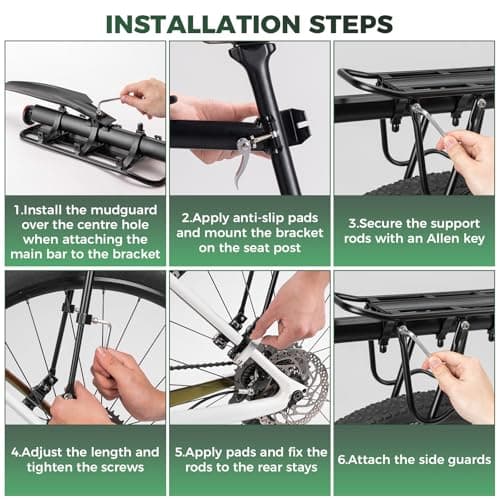 ROCKBROS Rear Bike Rack with Mudguard, Full Quick Release Pannier Rack — view 4