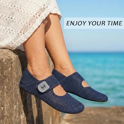 JOINFREE Lightweight Womens Mens Summer Shoes for Holiday & Travel Non-Slip Barefoot Water Shoes for Beach, Pool & Seaside Breathable Indoor Outdoor Summer Slippers MutiBlue Size 4.5-5.5 — view 2