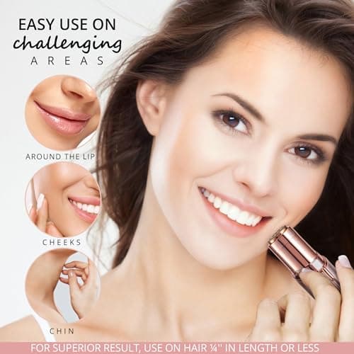 Facial Hair Removal for Women: Electric Hair Removal Device - Rechargeable Painless face Razor for Chin Upper Lip Peach Fuzz with Light (Gold) — view 2