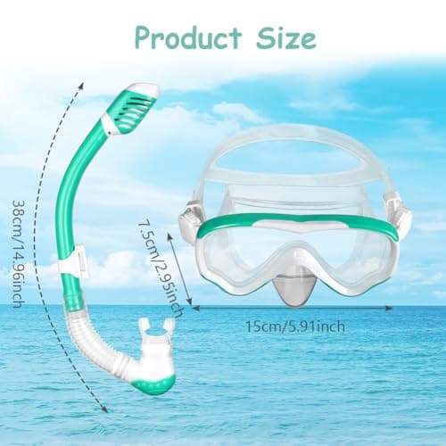 AOOSA Kids Snorkel Set, Anti-Fog Tempered Glass Diving Mask Snorkeling Gear — view 2