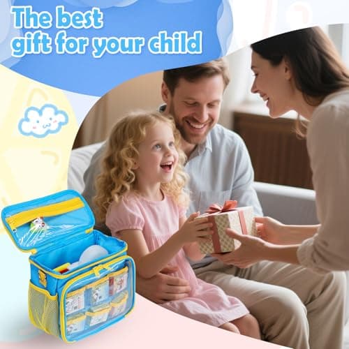 Mordx Carrying Case Compatible with Little Tikes Story Dream Machine Books Starter Set, Organizer for Little Tikes Projector Storybook Audio Playback and Character Series (Blue & Yellow) — view 6