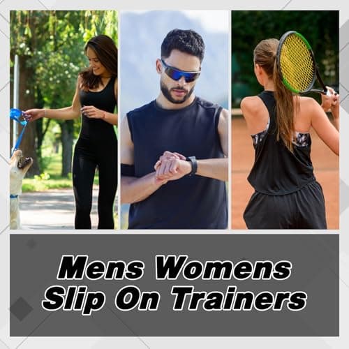 Mens Womens Slip On Trainers Casual Nordic Walking Shoes Breathable Running Shoes Nurse Work Shoes Lightweight Tennis Shoes Soft Mesh Gym Workout Sneakers Deep Blue EU42 Convert UK8 — view 6