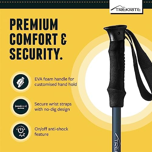 Trekrite Telescopic Walking Poles Set, Collapsible Hiking Poles, 3-Section Anti Shock Trekking Sticks for Men & Women - Adjustable Hiking Sticks with Accessories from a UK Based Company - Blue — view 3