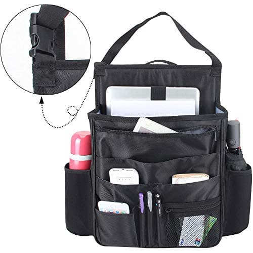 Luxja Front Car Seat Organiser, Car Seat Storage Bag, Black — view 3