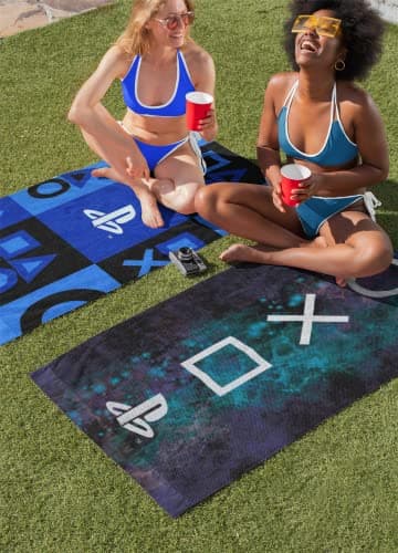 PlayStation Official Beach Towel Controller Icons Check Design - 70 x 140cm - 100% Cotton — view 3