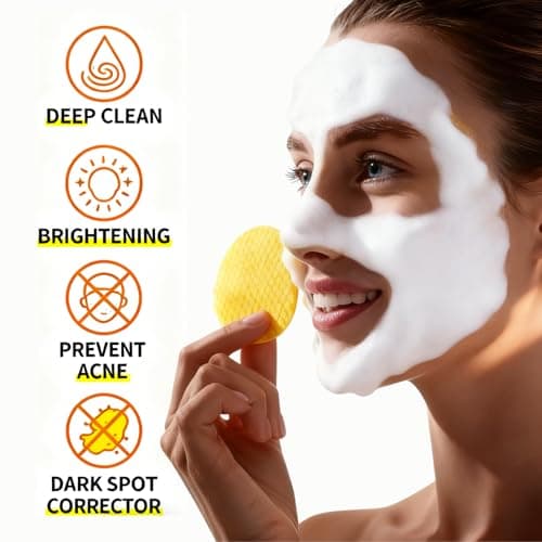 2 Pcs Turmeric Face Wash with Brush & Turmeric Kojic Acid Cleansing Pads, Skin Care Set for Deep Cleansing and Brightening, Exfoliating, Pore Cleansing Facial Kit for Radiant Skin, for All Skin Types — view 6