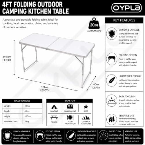 Oypla 4ft Folding Outdoor Camping Kitchen Work Top Table — view 2