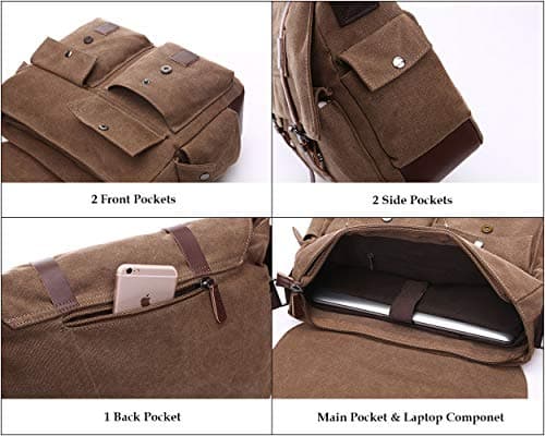 Laptop Messenger Bag, 15.6 inch Canvas Laptop Bag Shoulder Bag Briefcase Cross Body Bag Work School for Men Women Black — view 5