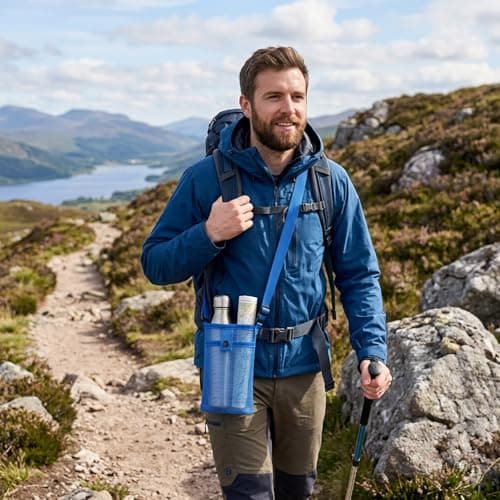 3-Piece Water Bottle Holder with Strap, Water Bottle Holder, Adjustable Shoulder Carrier for Outdoor Adventures, Hands-Free Hydration Solution, Ideal for Hiking and Fitness Activities — view 5