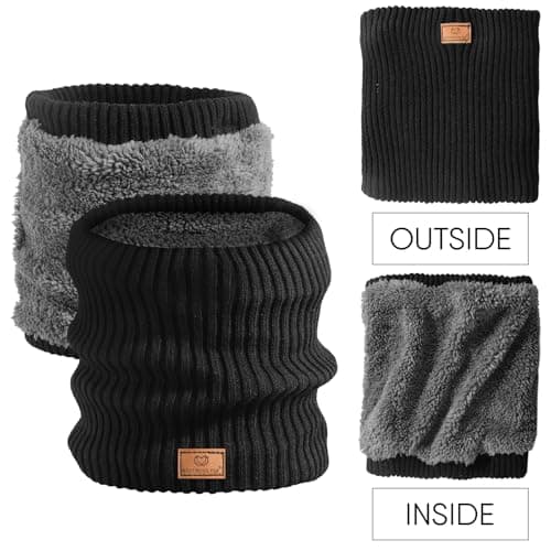 WESTWOOD FOX Thermal Fleece Neck Warmer, Warm Windproof Winter Neck Scarf for Men Women, Soft Thick Double Layer Cold Weather Neck Gaiter for Motorbike,Motorcycle,Cycling,Skiing,Snood Scarves, (Black) — view 2