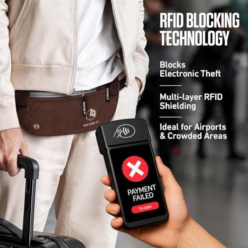 VENTURE 4TH RFID Blocker Money Belt for Men and Women (Brown). — view 2