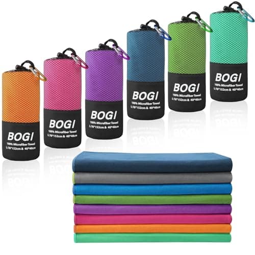 BOGI Microfibre Travel Towel, Quick Dry & Super Absorbent, Soft Lightweight Gym Towel - XL:182cmx81cm+40cmx40cm-Nblue