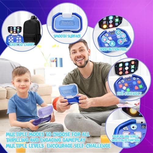 Toys for 5 6 7 8 Year Old Boys Kids Gifts: Sensory Toy for Boy Age 4-9 Travel Handheld Games Consoles for 6 7 8 9 Year Old Girls Birthday Presents Kid Teenage Electronic Autism Fidget Memory Game — view 3