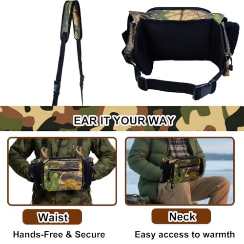 Camo Hunting Fanny Pack with Handwarmer, Waterproof Camouflage Waist Pack — view 5