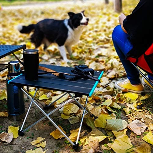 ROCK CLOUD Portable Camping Table Ultralight Aluminum Folding Beach Table Camp for Camping Hiking Backpacking Outdoor Picnic (Black, Small) — view 2