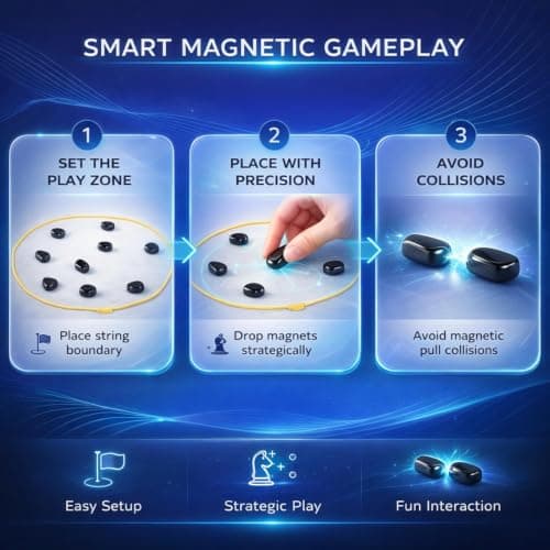 Evapure Magnetic Chess Game with 20 Magnetic Stones for Adults, Portable Strategy Table Game for Travel, Camping, Outdoor, Gatherings & Outdoor Use – Seamless Gaming Experience — view 2