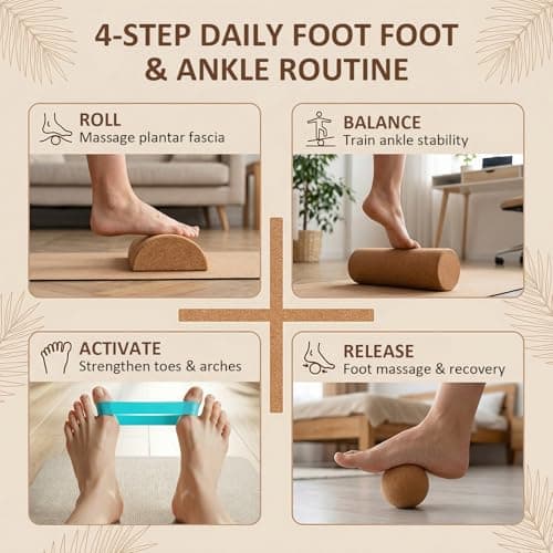 Asheyya Ankle Balance Board, 4 In1 Cork Foot Strengthener Trainer Set with Balance Blocks, Roller, Massage Ball, Toe Bands for Foot Strength — view 3
