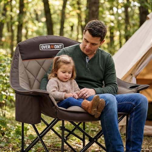 OVERMONT Oversized XL Camping Folding Chair for Adults - Khaki — view 2